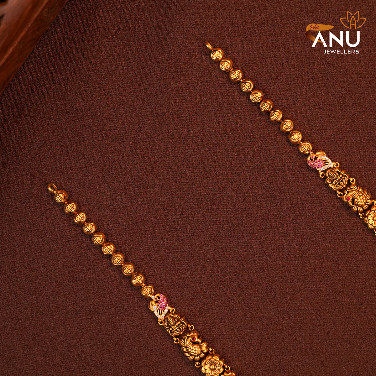 Antique Lakshmi Peacock Ruby Gold Haram