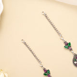 Ruby Emerald Medallion Antique Silver Anklet