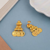 Heritage Beads Lakshmi Coin Drops Gold Earring