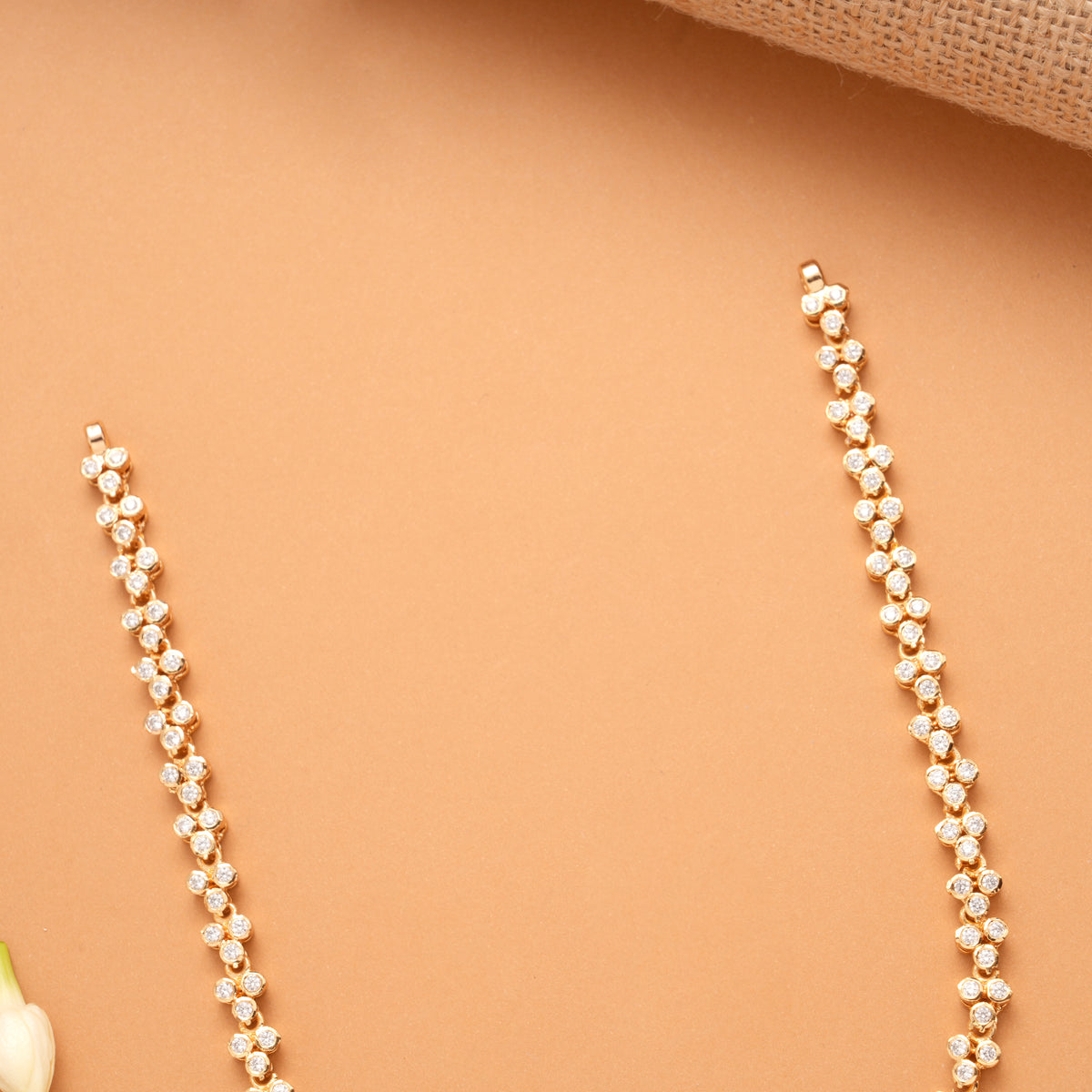 Sparkling White Stone Floral Golden Necklace