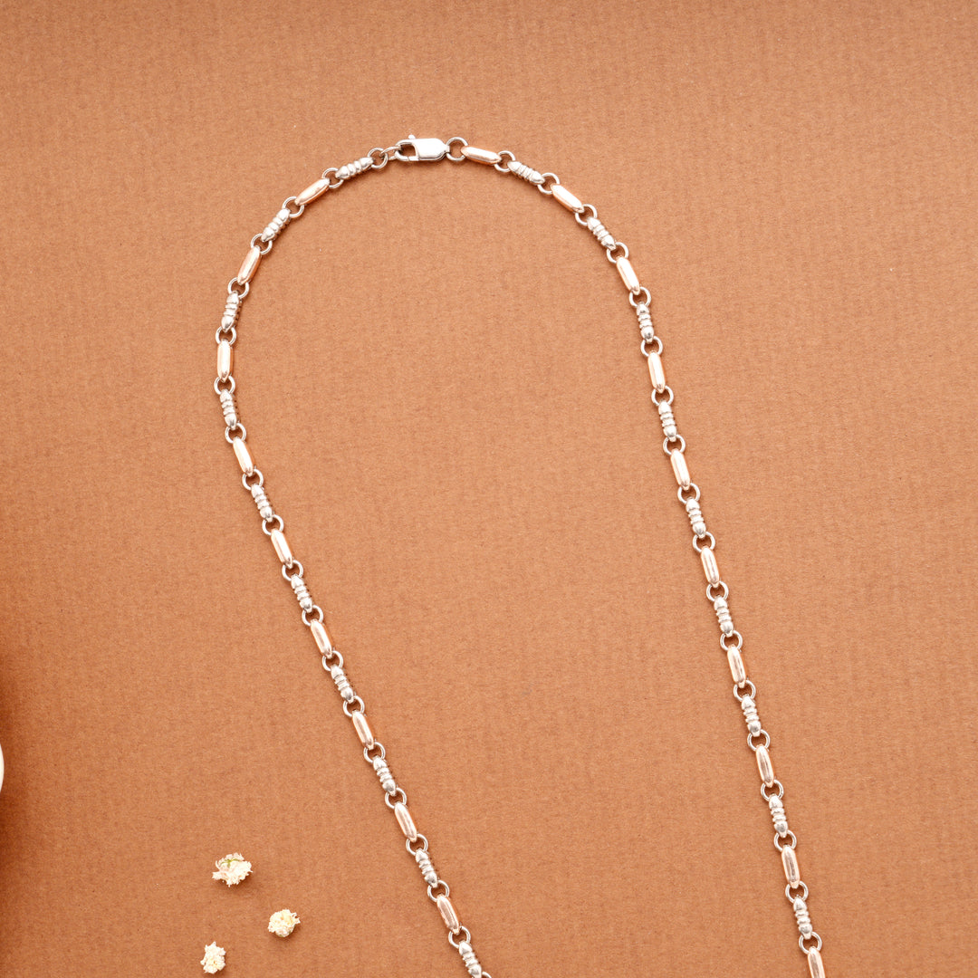 Sleek Wheat Link Silver Men’s Chain