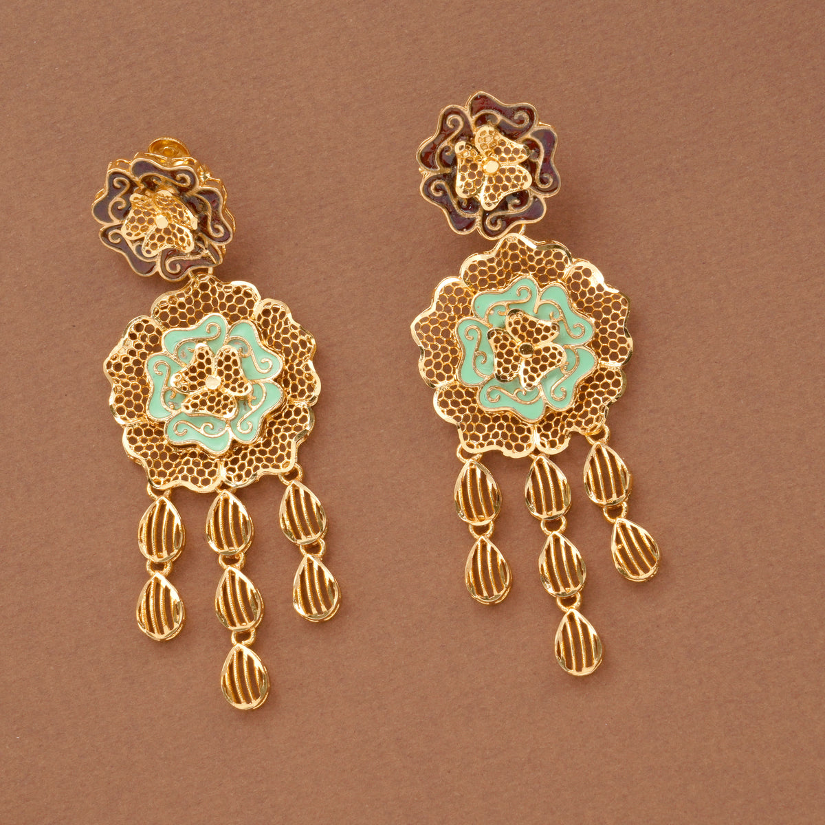 Golden Double Layer Heart Turkey Necklace Set