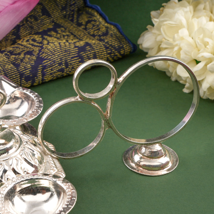 Peacock Design Silver Aarti Lamp