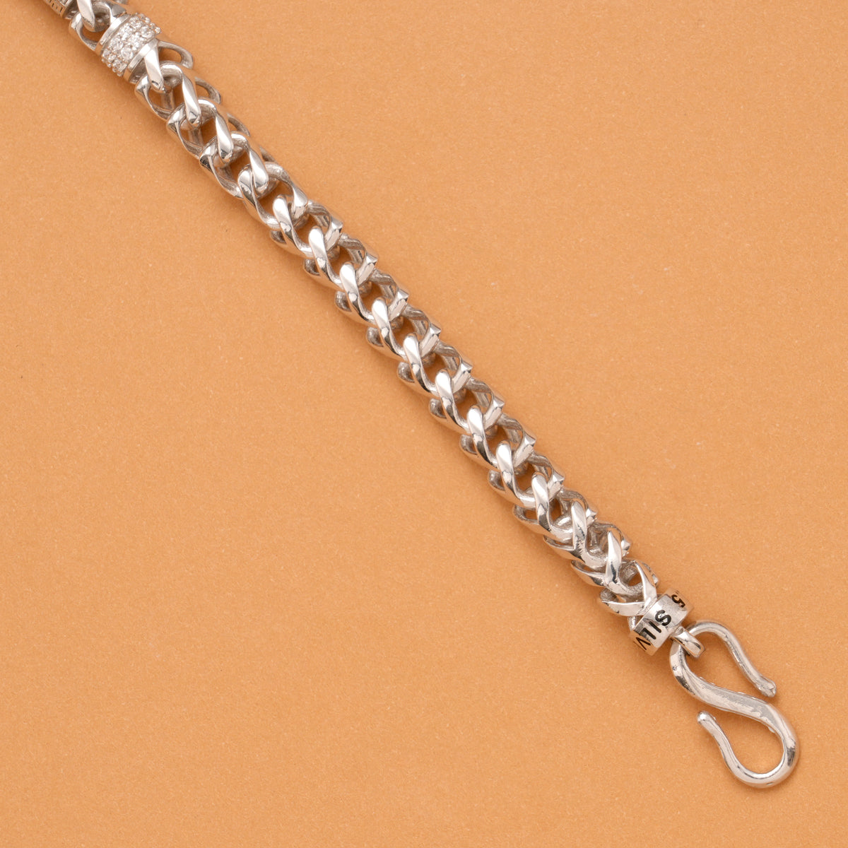 Men’s Curb Chain Link Silver Bracelet