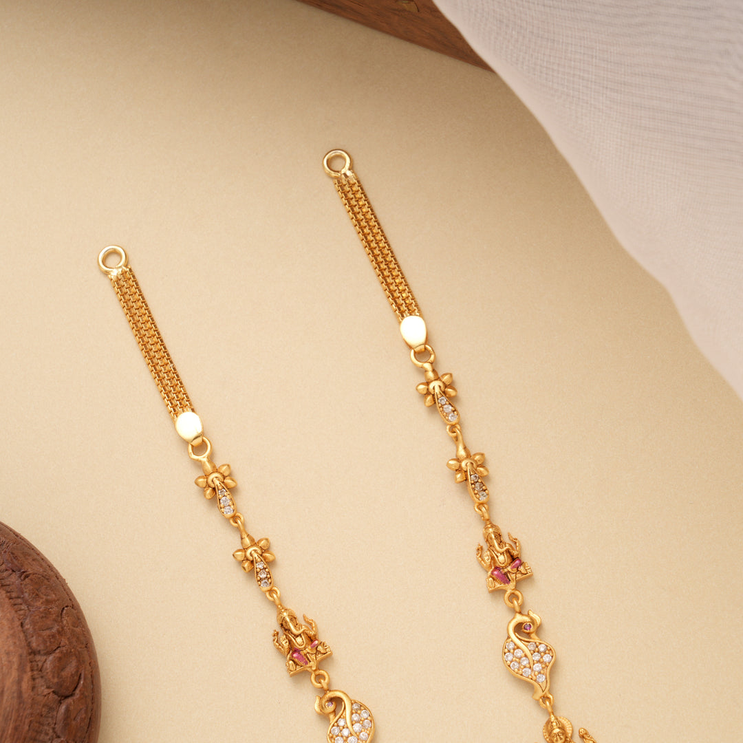 Traditional Circular Floral Lakshmi Golden Necklace