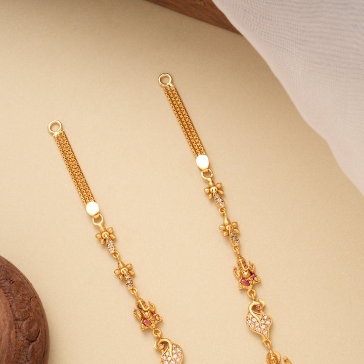 Traditional Circular Floral Lakshmi Golden Necklace