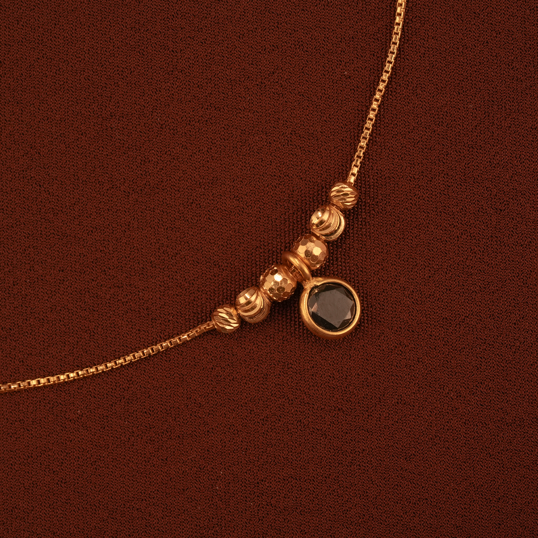 Sleek Black Pendant Gold Bead Chain