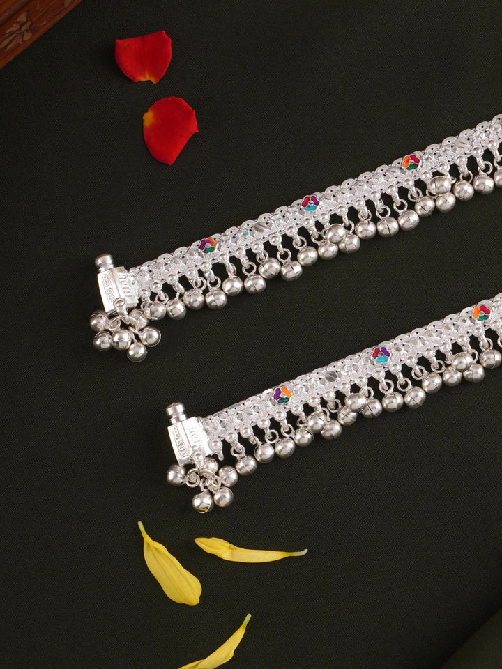 Silver Full Chalangai Single Line Anklet