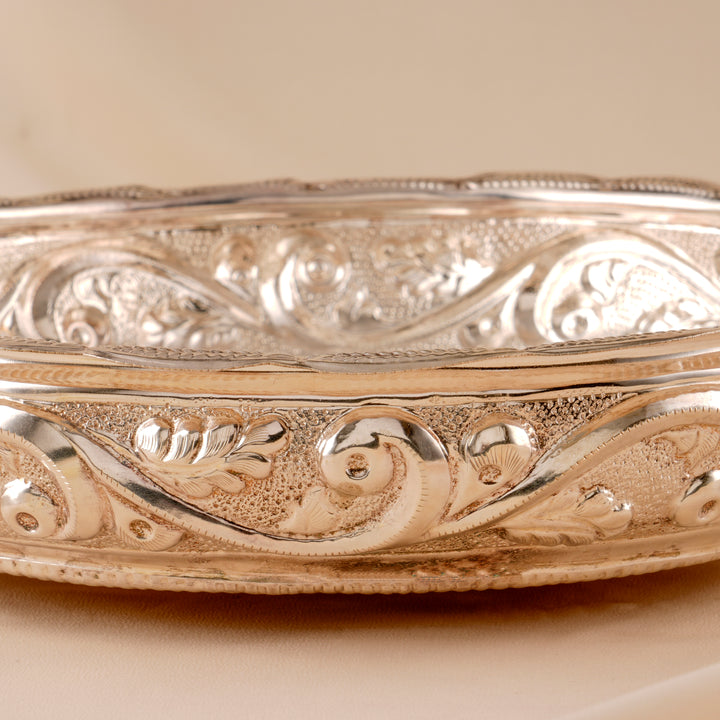 Floral and Leaf Silver Thamboolam Plate