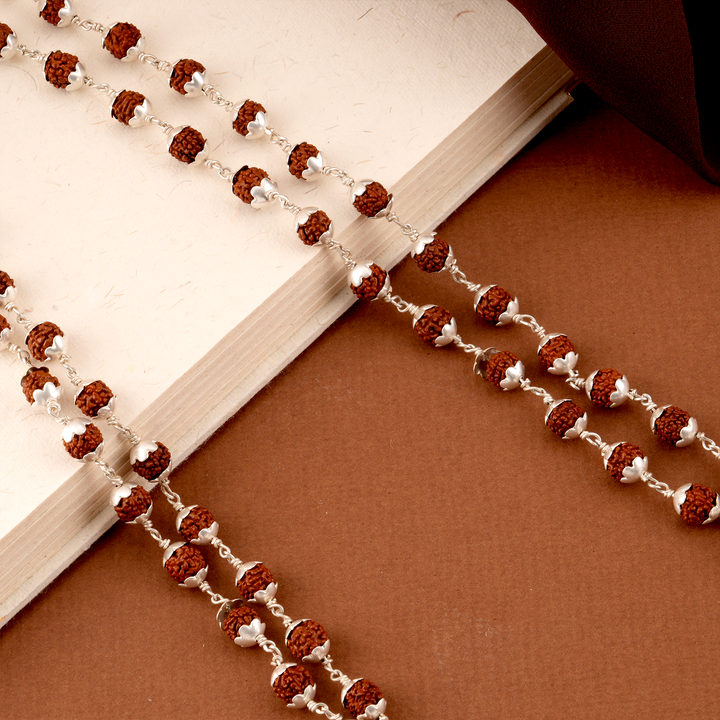 Heritage Style Silver Rudraksha Malai