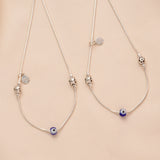 Ball Design Evil Eye Silver Anklet
