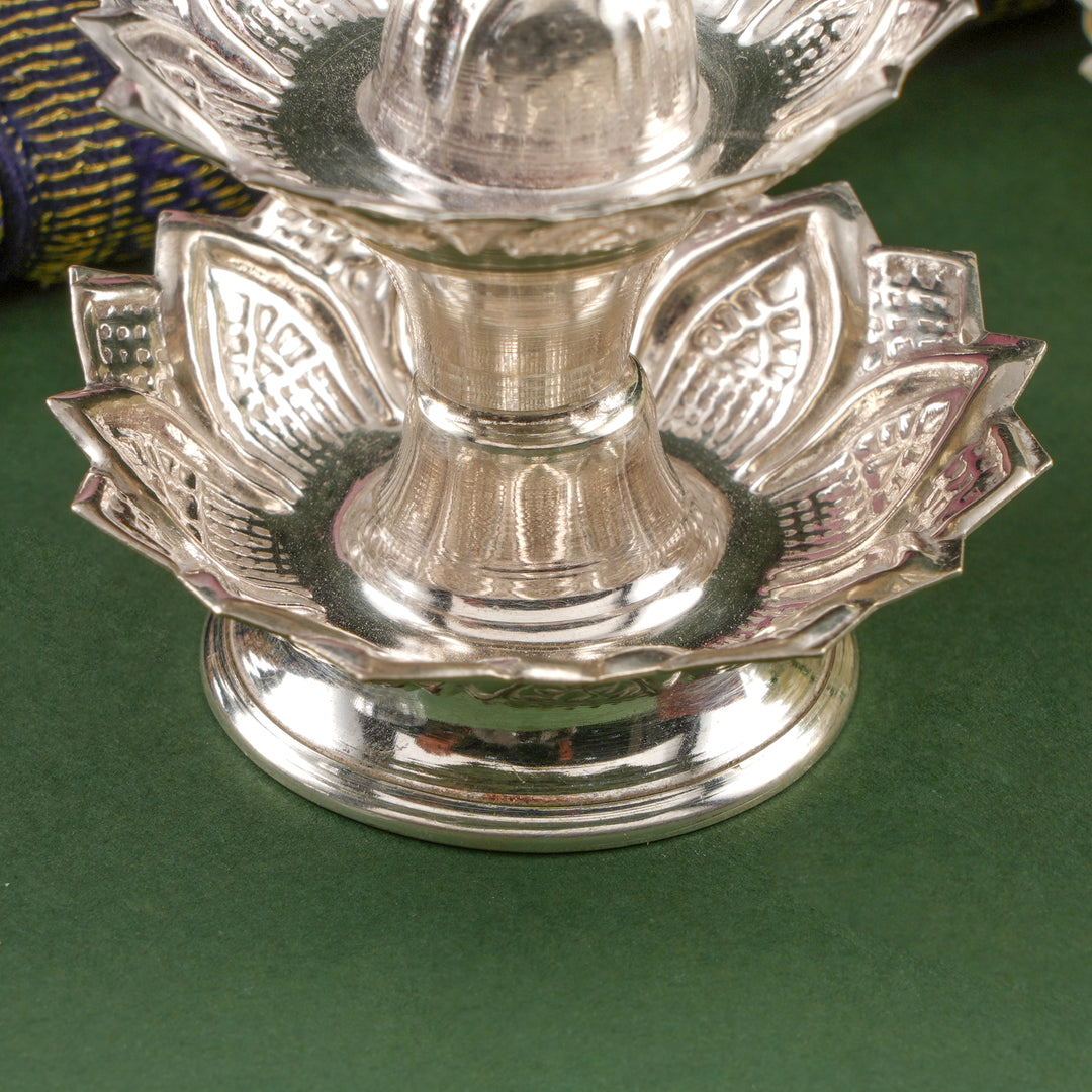 Lotus Design Silver Agarbatti Stand