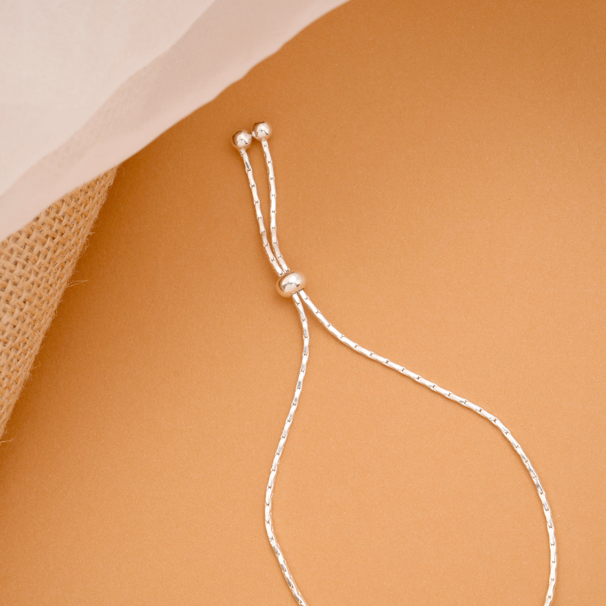 Silver Beaded Pull Chain Bracelet