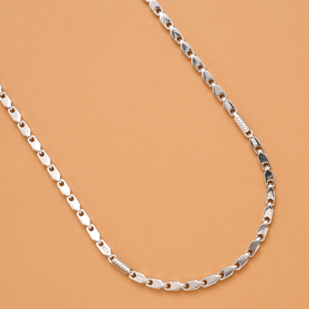 Bold Wheat Pattern Silver Men's Chain