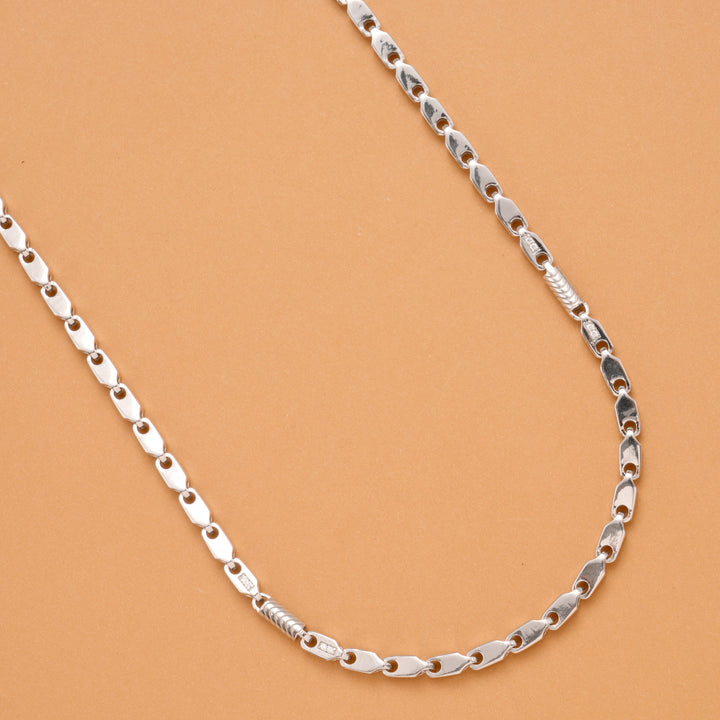 Bold Wheat Pattern Silver Men's Chain