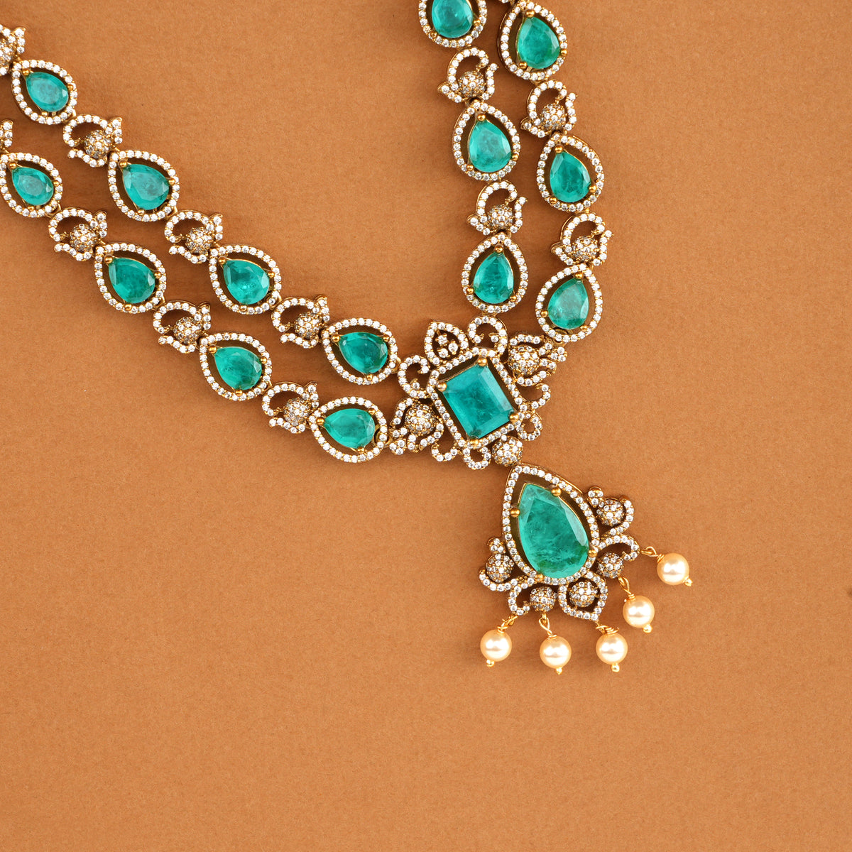 Double Layer Emerald with Swarovski Haram