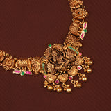 Traditional Gold Antique Lakshmi with Peacock Necklace