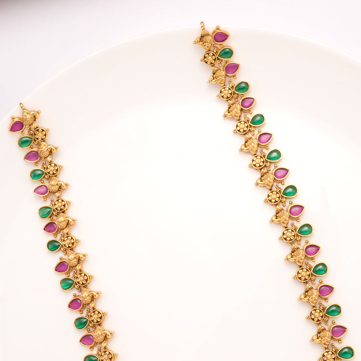 Emerald with Green Stone Tear Drops Golden Haram