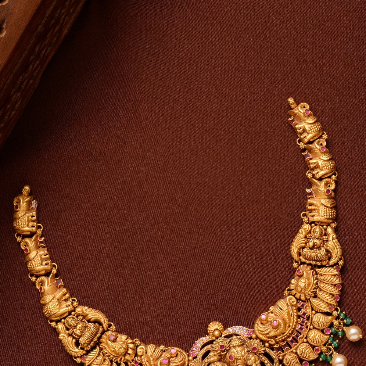 Ram Seetha Nagas Pearl Drops Gold Necklace