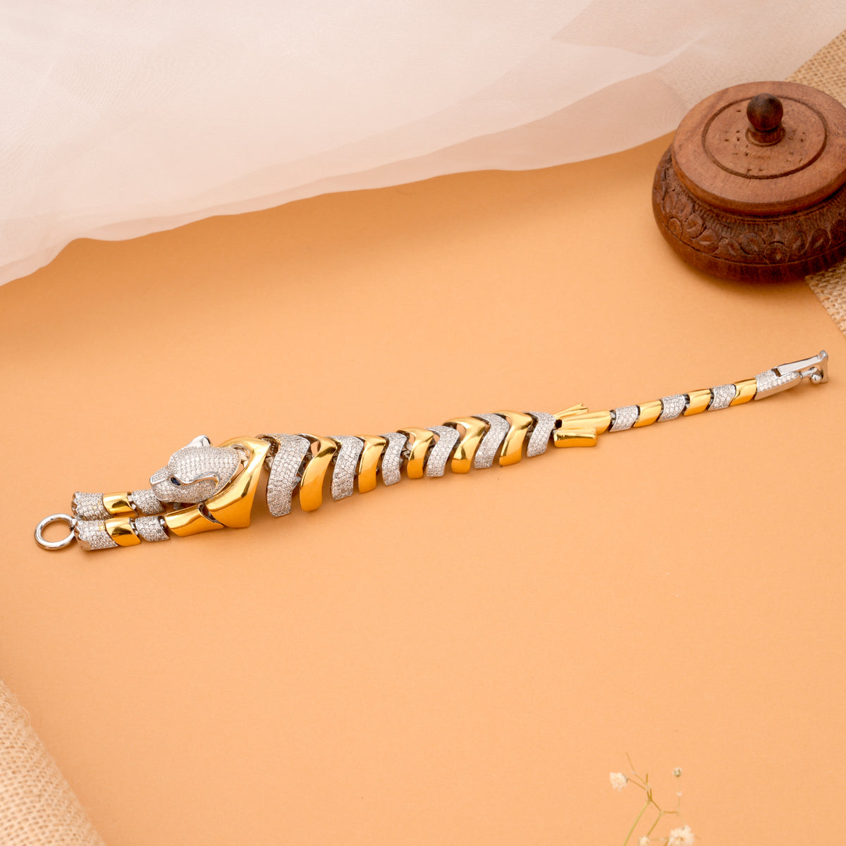 Trendy Jaguar Silver Gold Plated Bracelet