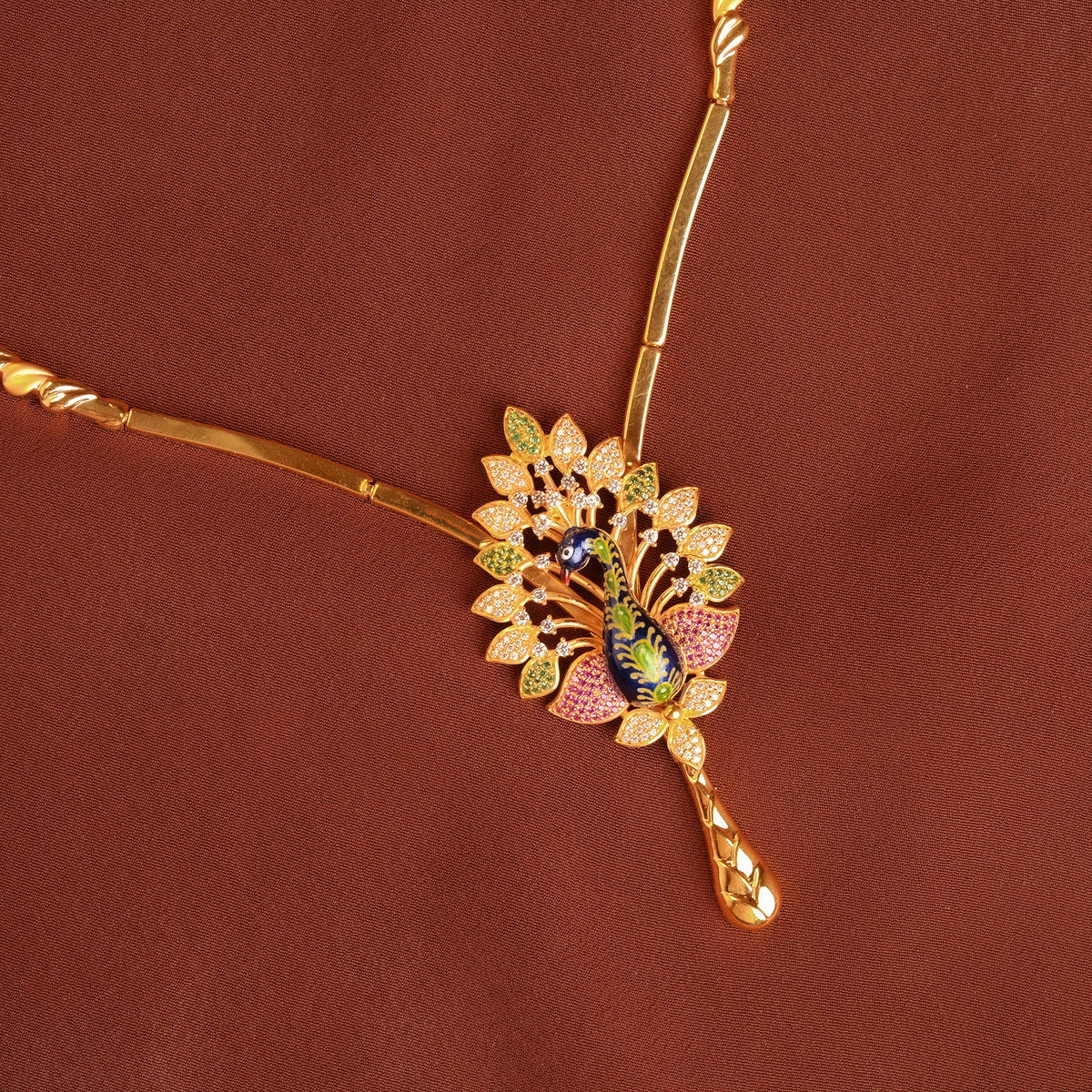 Gold Peacock Pendant Necklace