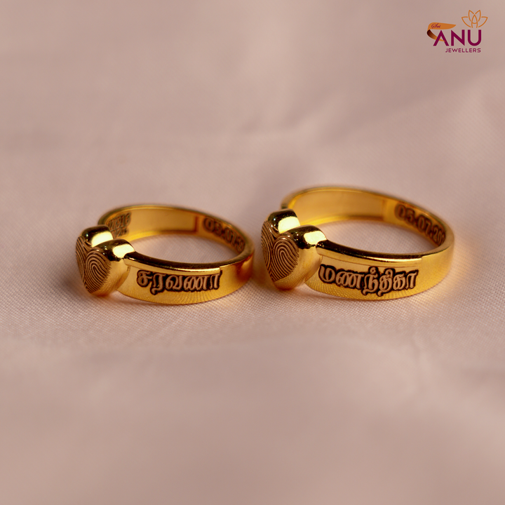 Customised Heart Fingerprint Peacock Gold Ring