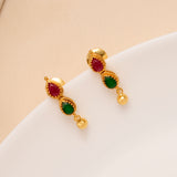 Emerald Blossom Leaf with Golden Balls Necklace Set