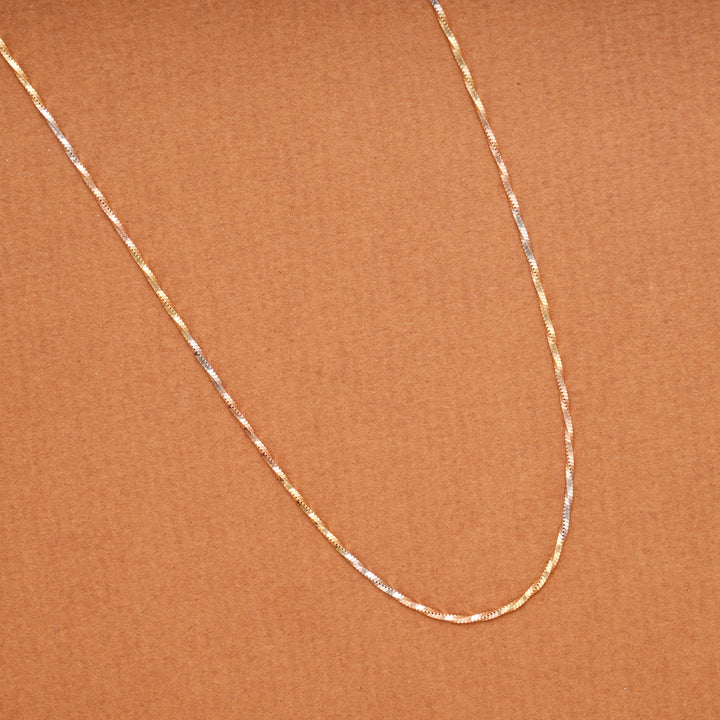 Triple Tone Twisted Silver Women’s Chain