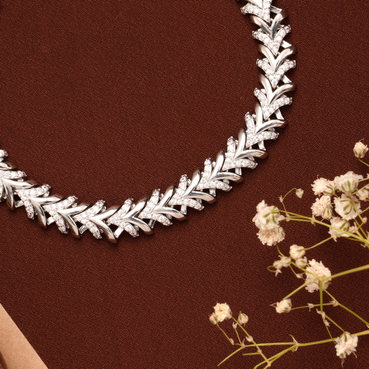 Modern Marquise Cut Leaf Design Silver Bracelet