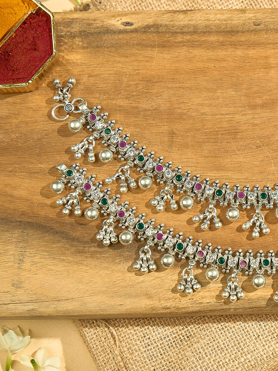 Vintage Emerald & Ruby Charm Anklets