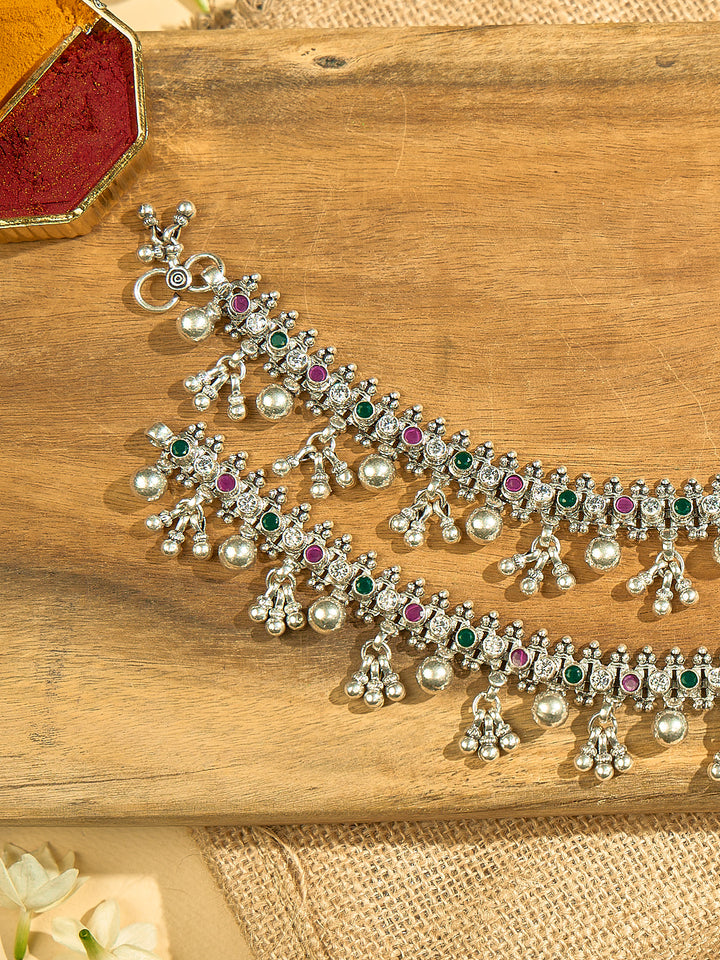 Vintage Emerald & Ruby Charm Anklets