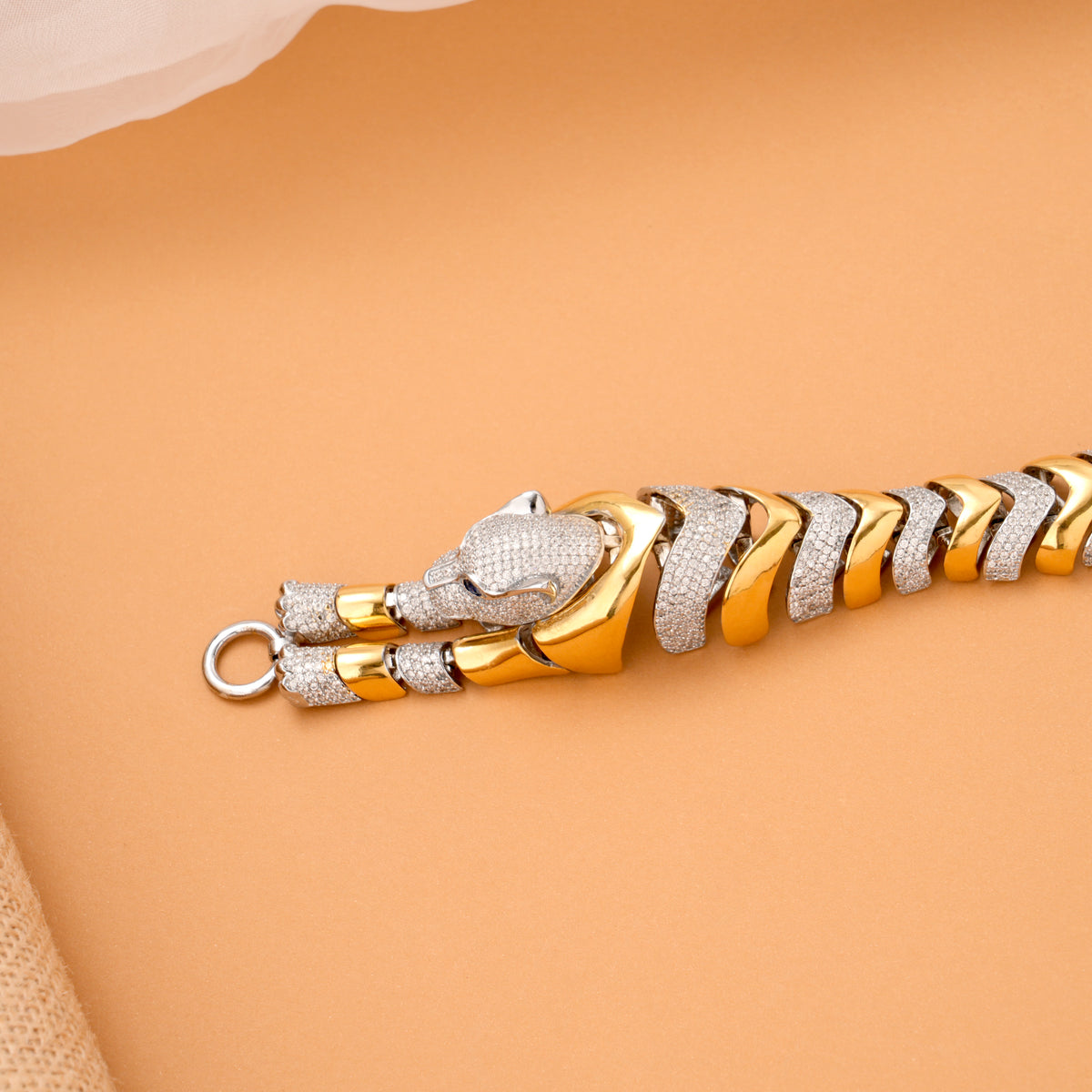 Trendy Jaguar Silver Gold Plated Bracelet