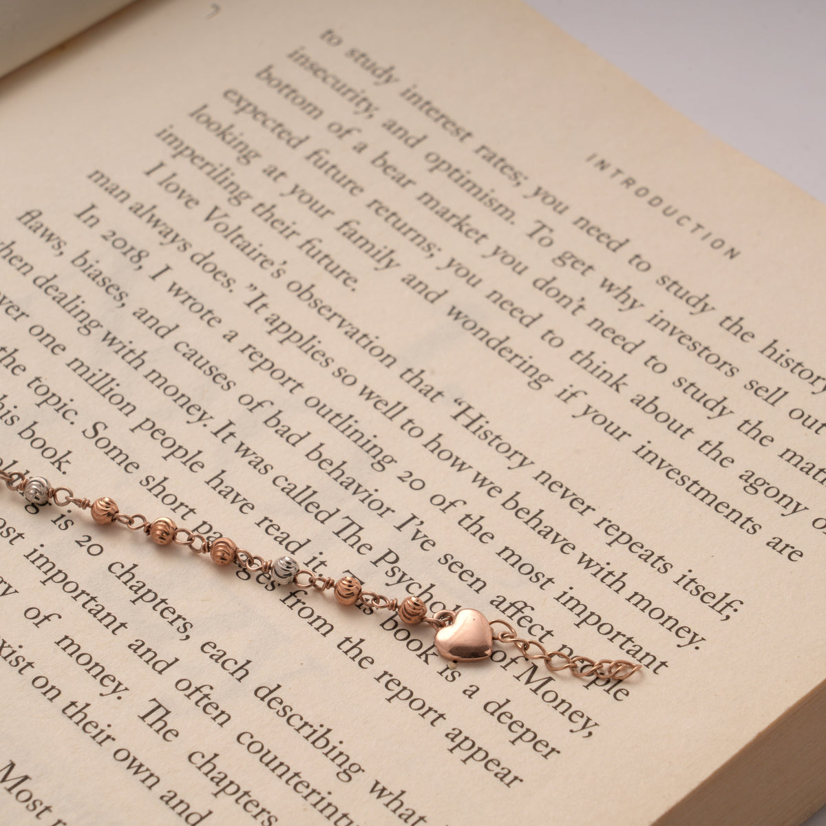 Stylish Rose Gold Beads Silver Bracelet