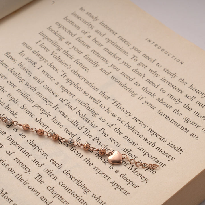 Stylish Rose Gold Beads Silver Bracelet