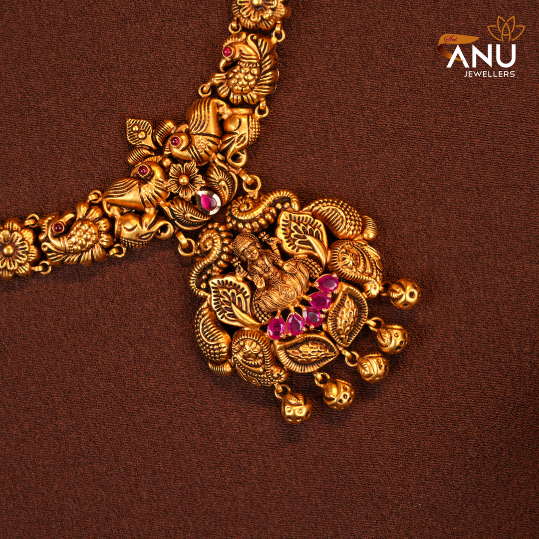 Antique Lakshmi Peacock Ruby Gold Haram