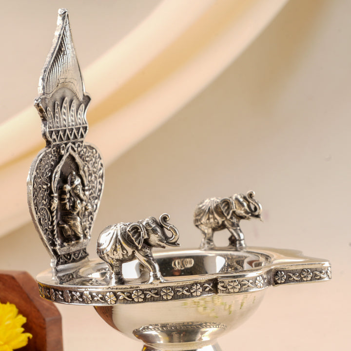 Antique Silver Ganesh Vilakku