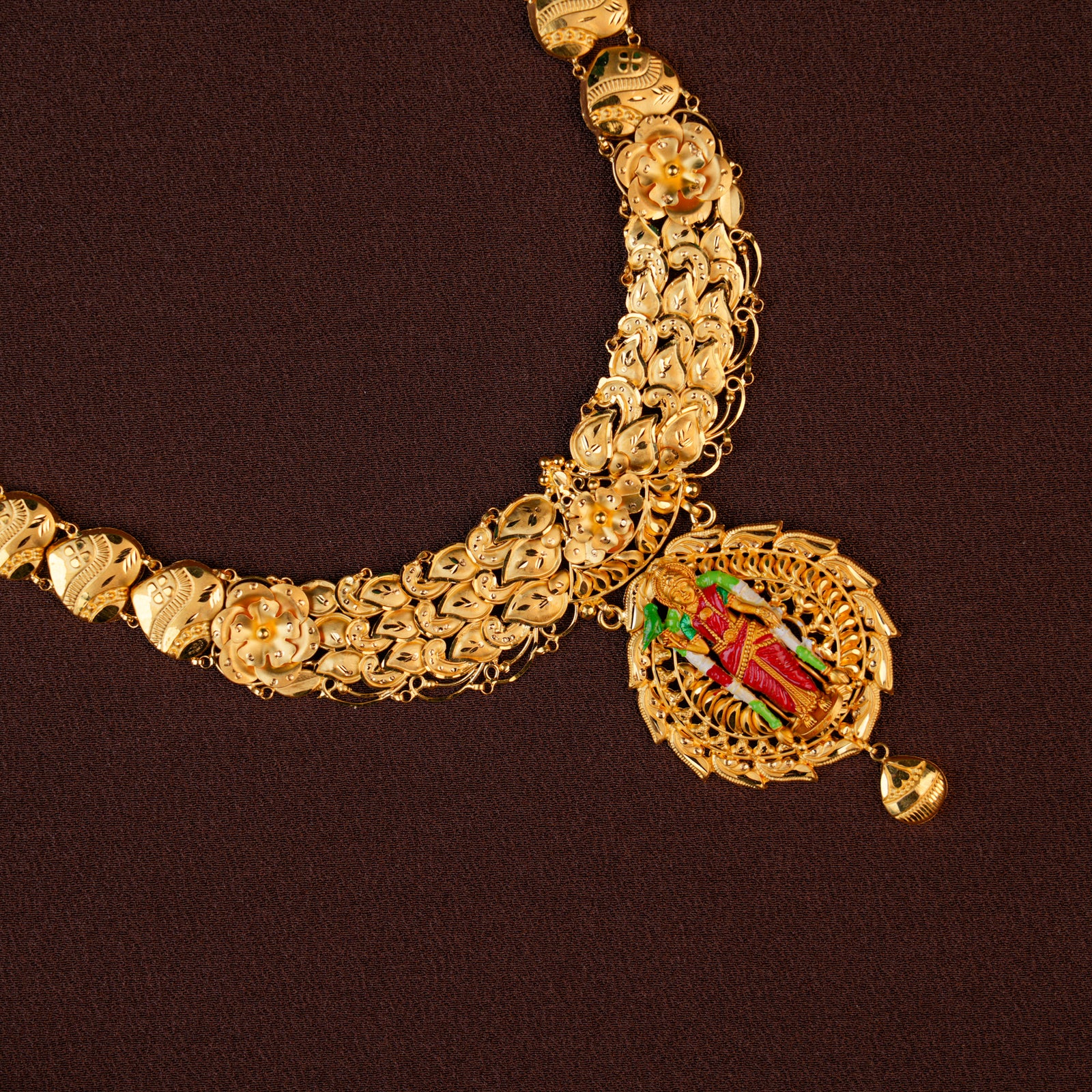 Goddess Madurai Meenakshi Amman  Blossom Gold Necklace