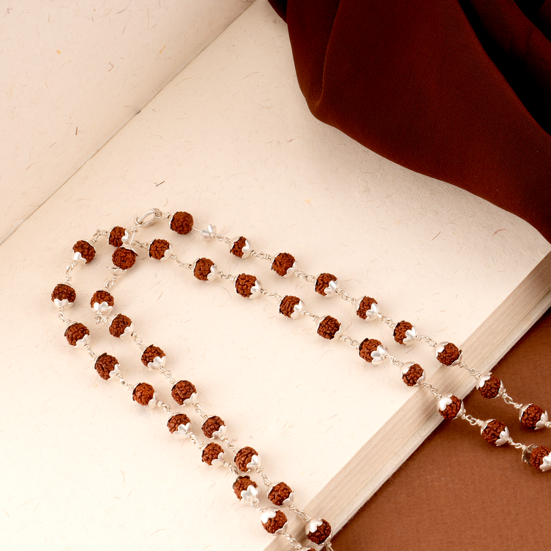 Heritage Style Silver Rudraksha Malai