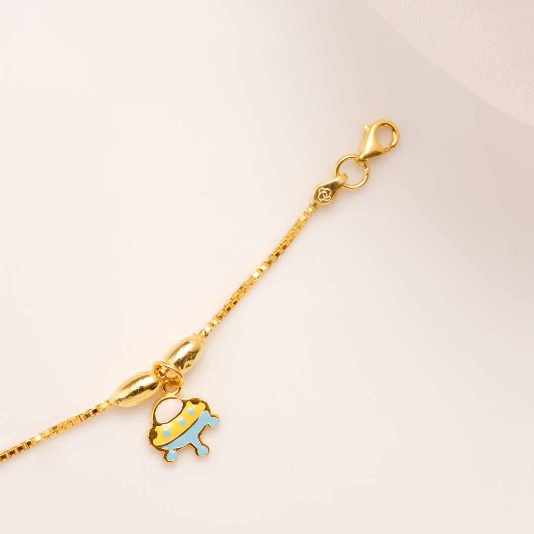 Spaceship Charm Golden Plated Bracelet