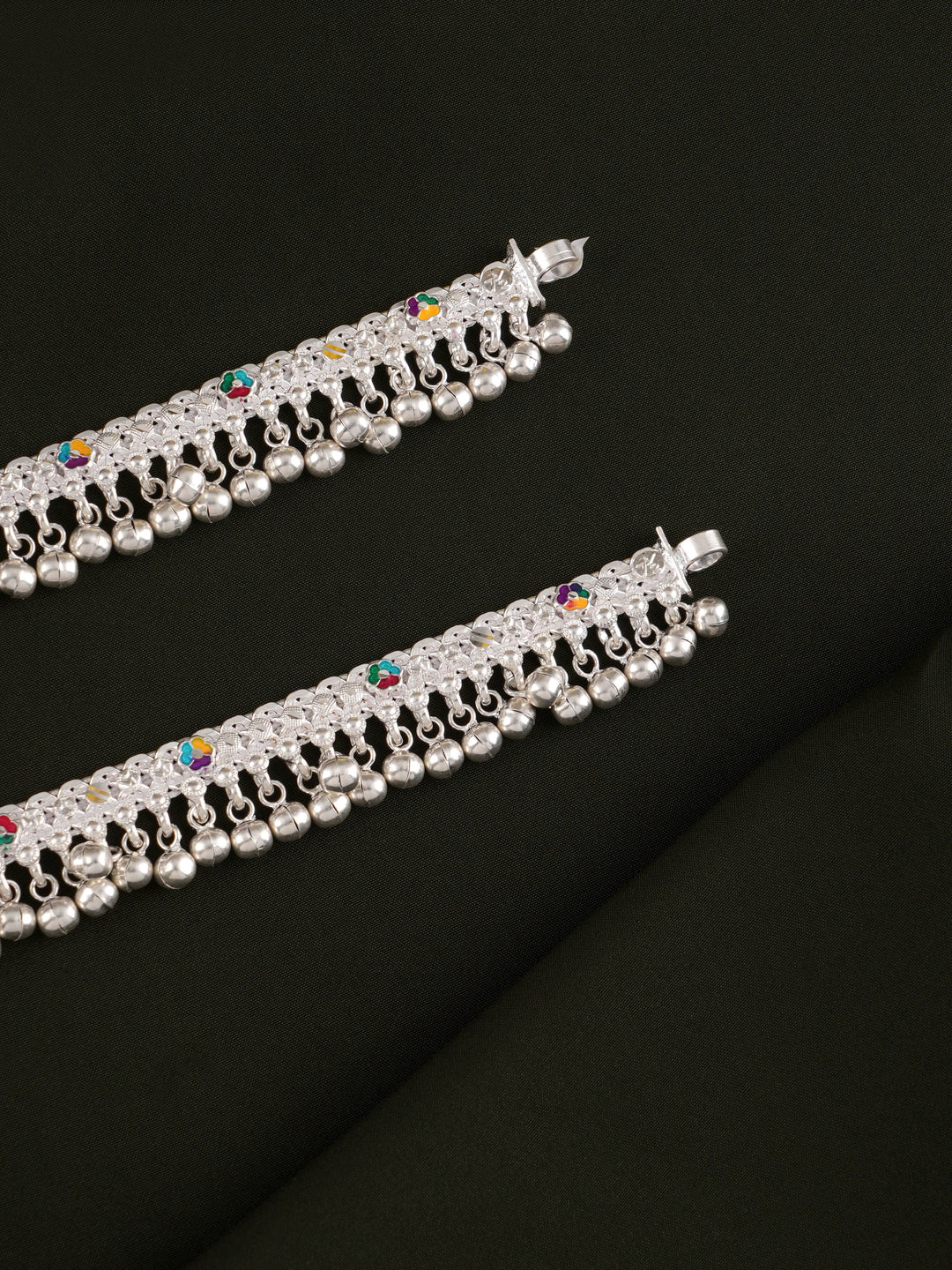 Silver Full Chalangai Single Line Anklet