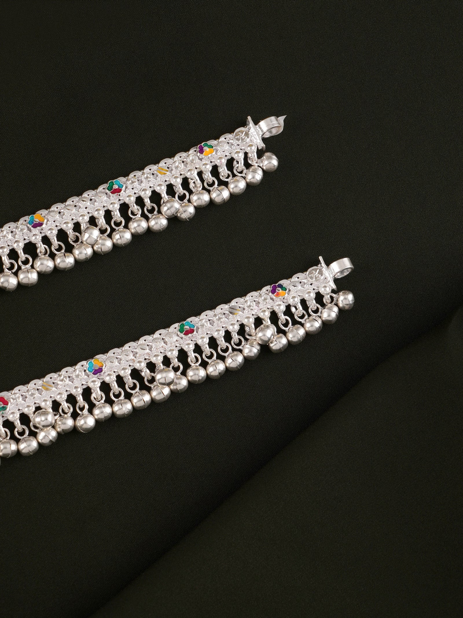 Silver Full Chalangai Single Line Anklet