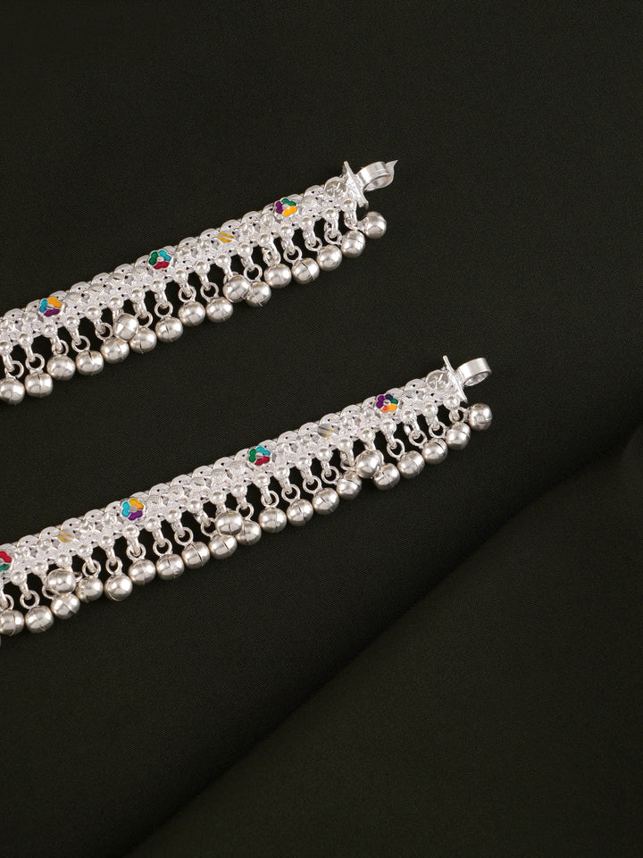Silver Full Chalangai Single Line Anklet