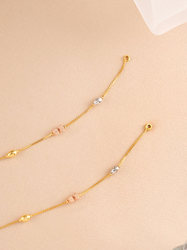 Fancy Triple Tone Ball Gold Anklet