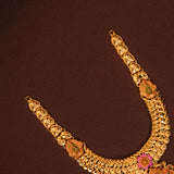 Temple Inspired Lakshmi with Meenakshi Amman Gold Necklace