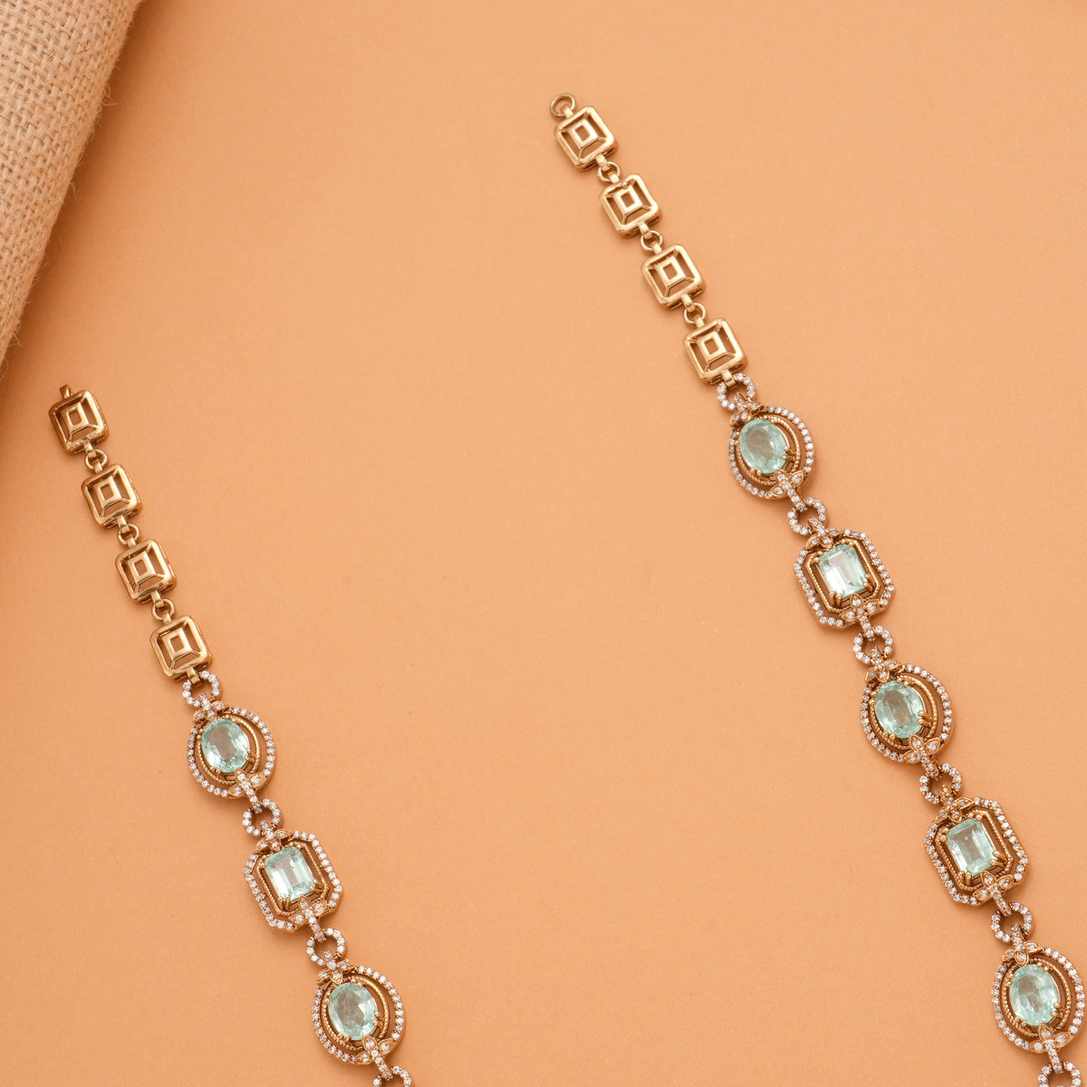 Modern Multi Stone Golden Necklace Set