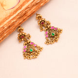 Traditional Dual Peacock Golden Pendant Necklace Set