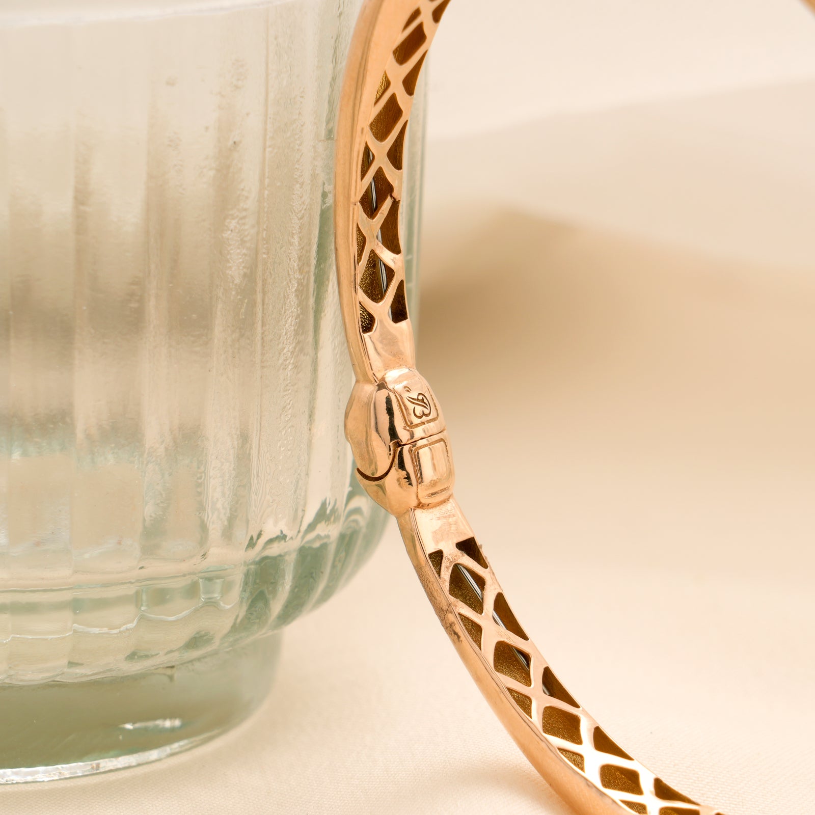 Geometric Panther Head Open Cuff Gold Kada