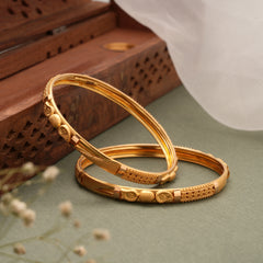 Modern Mango Design with Tiny Beads Gold Bangle
