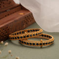 Traditional Oval Emerald Stone with Gold Screw Bangle