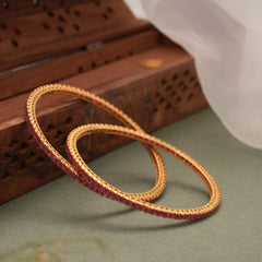 Classic Pink Stone with Sleek Gold Bangles